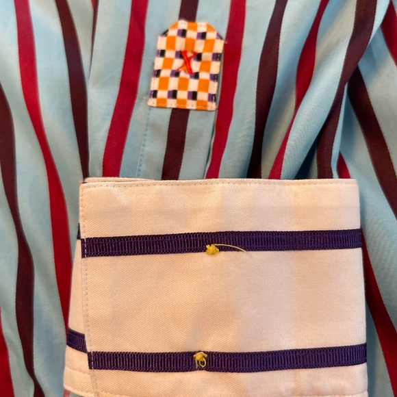 Robert Graham eggplant, red and Blue Casual Button Down Shirt - Picture 3 of 4